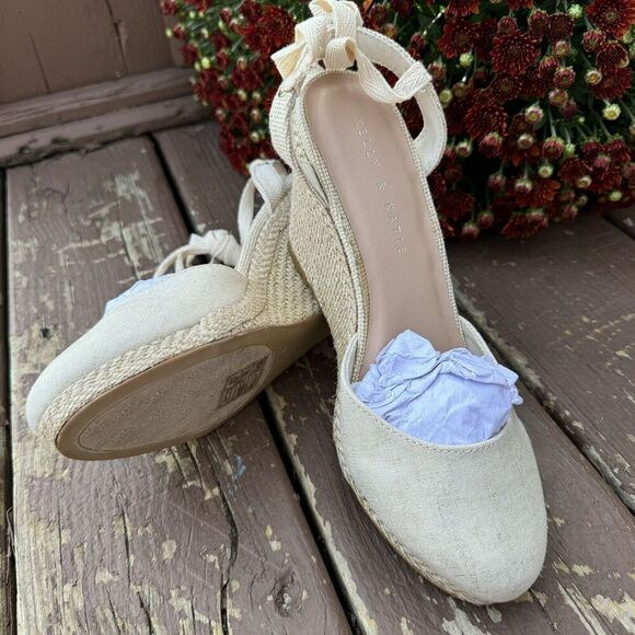 Kelly‎ & Katie Hanah Espadrilles Metallic Wrap  Cream Sandals Women Shoes Size 8 - Picture 7 of 15